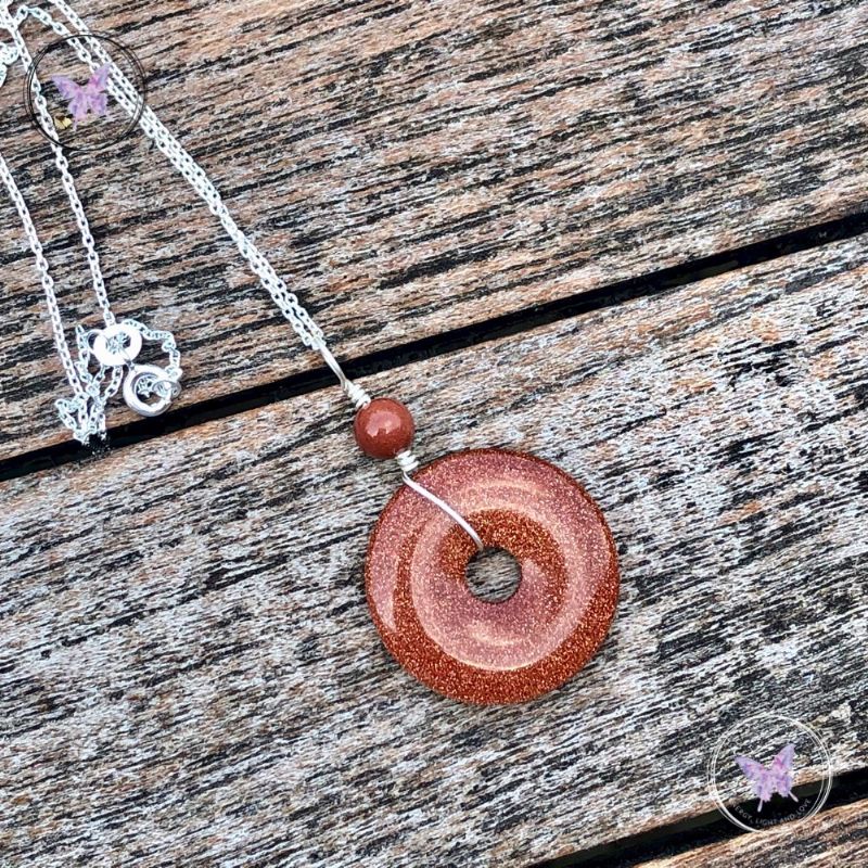 Goldstone Pi Stone Donut Pendant